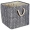 Contemporary Home Living 13" Gray Square Polyester Storage Bin with Herringbone Design